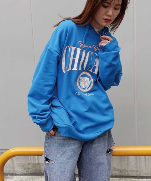 CORNERS（コーナーズ）の「CHICAGOプリントオーバーサイズパーカー（パーカー・レディース・ターコイズブルー/ピンク/グリーン/スミクロ/オートミール/ネイビー・FREE）」の21枚目の写真