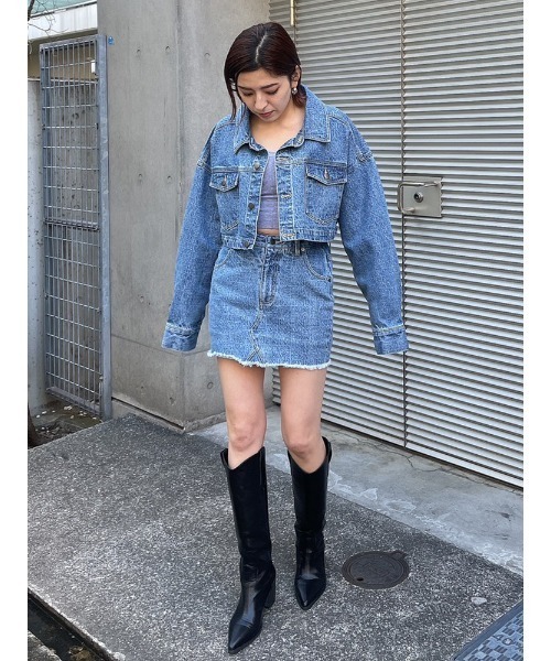 ENVYM（アンビー）の「ＥＮＶＹＭロゴデニムＳＫ（スカート・レディース・ブラック/ブルー・SMALL/MEDIUM）」の10枚目の写真