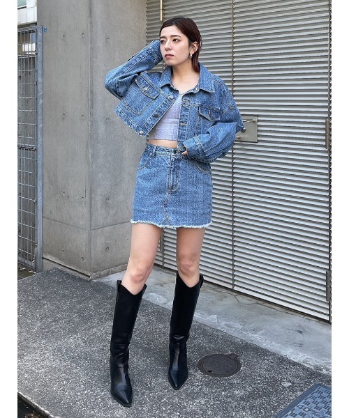 ENVYM（アンビー）の「ＥＮＶＹＭロゴデニムＳＫ（スカート・レディース・ブラック/ブルー・SMALL/MEDIUM）」の13枚目の写真