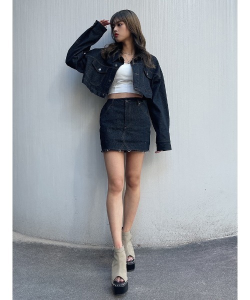 ENVYM（アンビー）の「ＥＮＶＹＭロゴデニムＳＫ（スカート・レディース・ブラック/ブルー・SMALL/MEDIUM）」の8枚目の写真