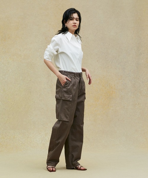 NANO universe（ナノユニバース）の「LB.02/ガーメントダイカーゴパンツ（カーゴパンツ・レディース・ホワイト/モカ・Ⅰ/Ⅱ/Ⅲ）」の8枚目の写真