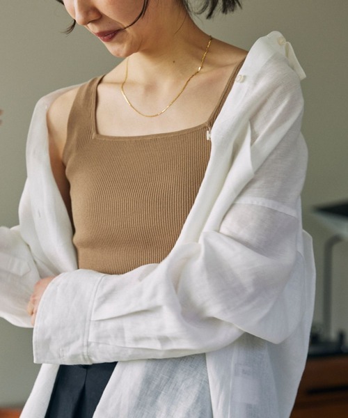 BABYLONE（バビロン）の「スクエアネックニットタンク（タンクトップ・レディース・ベージュ/ブラック/ホワイト系その他・フリー）」の8枚目の写真