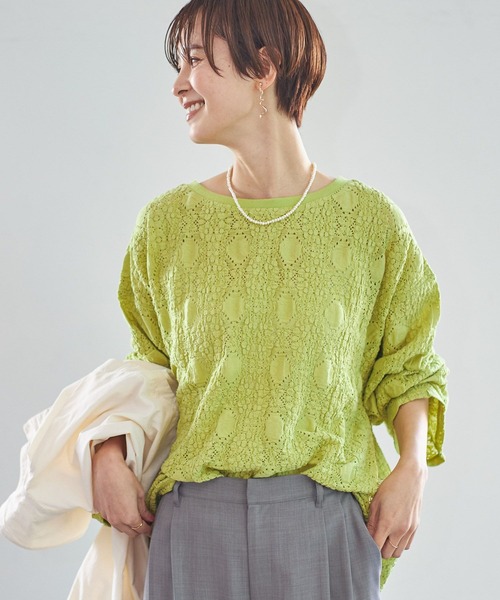 LEPSIM（レプシィム）の「ソウレースプルオーバー　174674（Tシャツ/カットソー・レディース・ライム/オフホワイト/ブラック/ベージュ・FREE）」の8枚目の写真