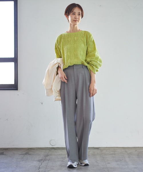 LEPSIM（レプシィム）の「ソウレースプルオーバー　174674（Tシャツ/カットソー・レディース・ライム/オフホワイト/ブラック/ベージュ・FREE）」の9枚目の写真