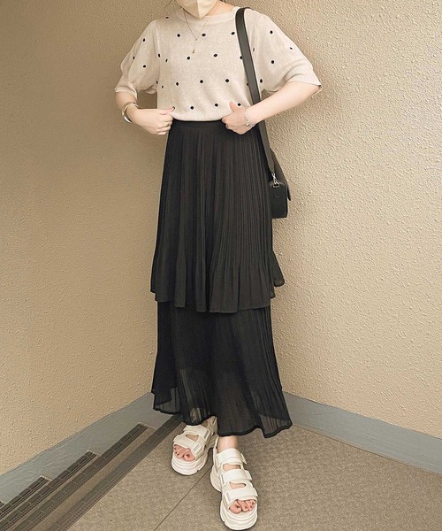 GeeRA（ジーラ）の「夏 にぴったり。ドット柄ジャガード半袖トップス（ニット/セーター・レディース・ブラック/ベージュ/ネイビー/グレー・MEDIUM/LARGE）」の22枚目の写真