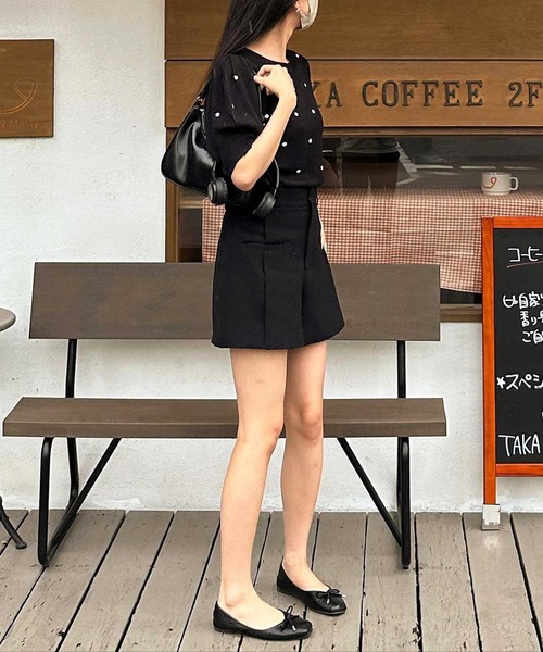 GeeRA（ジーラ）の「夏 にぴったり。ドット柄ジャガード半袖トップス（ニット/セーター・レディース・ブラック/ベージュ/ネイビー/グレー・MEDIUM/LARGE）」の17枚目の写真