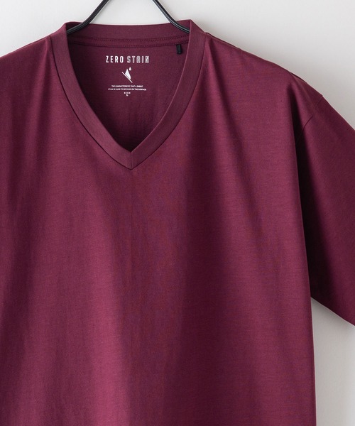 JEANS MATE(ジーンズメイト)の「汗染みの目立ちにくいTシャツ ZEROSTAIN ゼロステイン 撥水性 UVカット スラブVネックTシャツ(Tシャツ/カットソー・メンズ・カーキ/グレー/ブルー/アイボリー/ブラック/ワイン・MEDIUM/X-LARGE/SMALL/LARGE)」の6枚目の写真