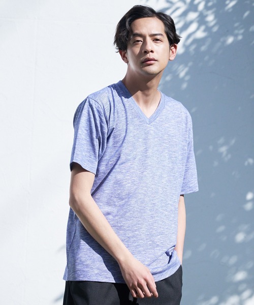 JEANS MATE(ジーンズメイト)の「汗染みの目立ちにくいTシャツ ZEROSTAIN ゼロステイン 撥水性 UVカット スラブVネックTシャツ(Tシャツ/カットソー・メンズ・カーキ/グレー/ブルー/アイボリー/ブラック/ワイン・MEDIUM/X-LARGE/SMALL/LARGE)」の1枚目の写真