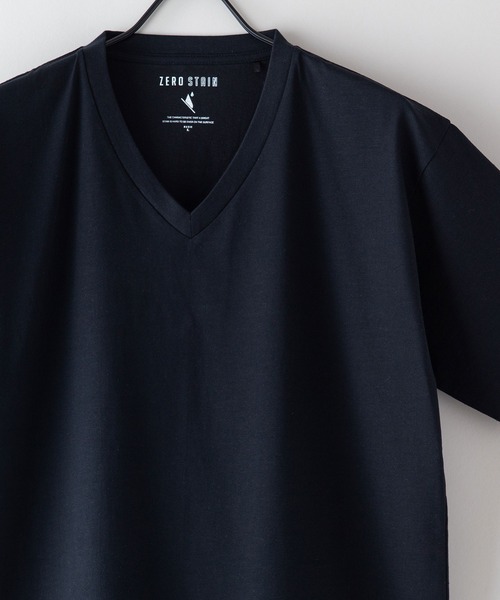 JEANS MATE(ジーンズメイト)の「汗染みの目立ちにくいTシャツ ZEROSTAIN ゼロステイン 撥水性 UVカット スラブVネックTシャツ(Tシャツ/カットソー・メンズ・カーキ/グレー/ブルー/アイボリー/ブラック/ワイン・MEDIUM/X-LARGE/SMALL/LARGE)」の2枚目の写真