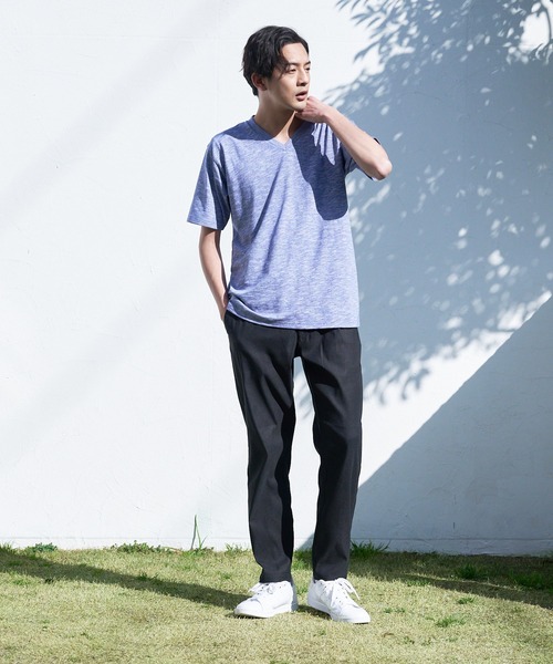 JEANS MATE(ジーンズメイト)の「汗染みの目立ちにくいTシャツ ZEROSTAIN ゼロステイン 撥水性 UVカット スラブVネックTシャツ(Tシャツ/カットソー・メンズ・カーキ/グレー/ブルー/アイボリー/ブラック/ワイン・MEDIUM/X-LARGE/SMALL/LARGE)」の12枚目の写真