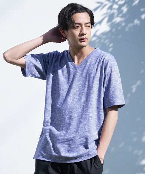JEANS MATE(ジーンズメイト)の「汗染みの目立ちにくいTシャツ ZEROSTAIN ゼロステイン 撥水性 UVカット スラブVネックTシャツ(Tシャツ/カットソー・メンズ・カーキ/グレー/ブルー/アイボリー/ブラック/ワイン・MEDIUM/X-LARGE/SMALL/LARGE)」の16枚目の写真