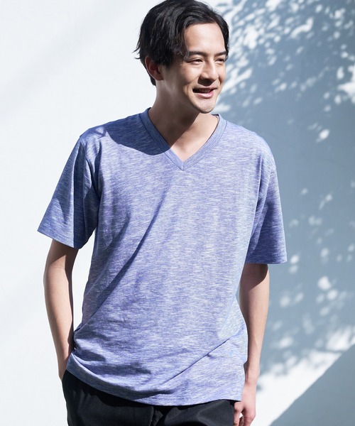 JEANS MATE(ジーンズメイト)の「汗染みの目立ちにくいTシャツ ZEROSTAIN ゼロステイン 撥水性 UVカット スラブVネックTシャツ(Tシャツ/カットソー・メンズ・カーキ/グレー/ブルー/アイボリー/ブラック/ワイン・MEDIUM/X-LARGE/SMALL/LARGE)」の17枚目の写真