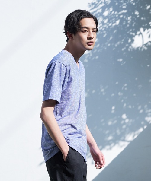 JEANS MATE(ジーンズメイト)の「汗染みの目立ちにくいTシャツ ZEROSTAIN ゼロステイン 撥水性 UVカット スラブVネックTシャツ(Tシャツ/カットソー・メンズ・カーキ/グレー/ブルー/アイボリー/ブラック/ワイン・MEDIUM/X-LARGE/SMALL/LARGE)」の18枚目の写真