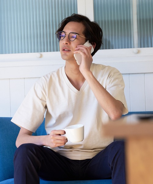 JEANS MATE(ジーンズメイト)の「汗染みの目立ちにくいTシャツ ZEROSTAIN ゼロステイン 撥水性 UVカット スラブVネックTシャツ(Tシャツ/カットソー・メンズ・カーキ/グレー/ブルー/アイボリー/ブラック/ワイン・MEDIUM/X-LARGE/SMALL/LARGE)」の10枚目の写真