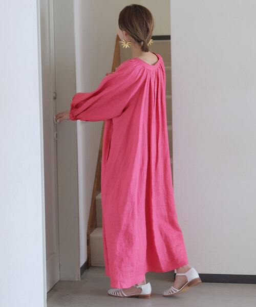 週末セール⭐︎【完売品】SLOBE IENA ボリュームスリーブ リネンワンピース SLOBE IENA（スローブイエナ）の「《追加》ボリュームスリーブ