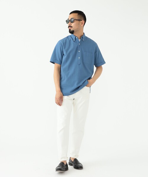 BEAMS PLUS（ビームスプラス）の「BEAMS PLUS / 強撚 オックスフォード 近江晒し プルオーバー ショートスリーブ ボタンダウン シャツ（シャツ/ブラウス・メンズ・グリーン/ブルー/レッド・M/S/XL/L）」の7枚目の写真