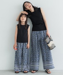 coca（coca）（コカ）の「キッズ 親子お揃いヴィンテージポリブルーエスニック柄パンツ（その他パンツ）」