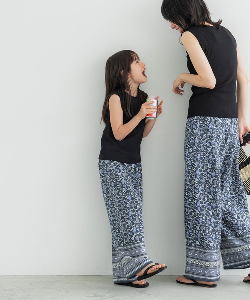 coca(coca)(コカ)の「キッズ 親子お揃いヴィンテージポリブルーエスニック柄パンツ(その他パンツ・キッズ・ブルー・100/110/120/130/140)」の3枚目の写真