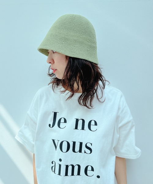y/m by misato(イムバイミサト)の「Je ne vous aime. ビッグTシャツ(Tシャツ/カットソー・レディース・グレー/オフホワイト・FREE)」の9枚目の写真
