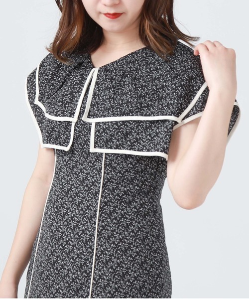 archives（アルシーヴ）の「花柄パイピングＢｉｇカラーワンピース（ワンピース・レディース・ブルー/ブラック/ベージュ・MEDIUM）」の8枚目の写真