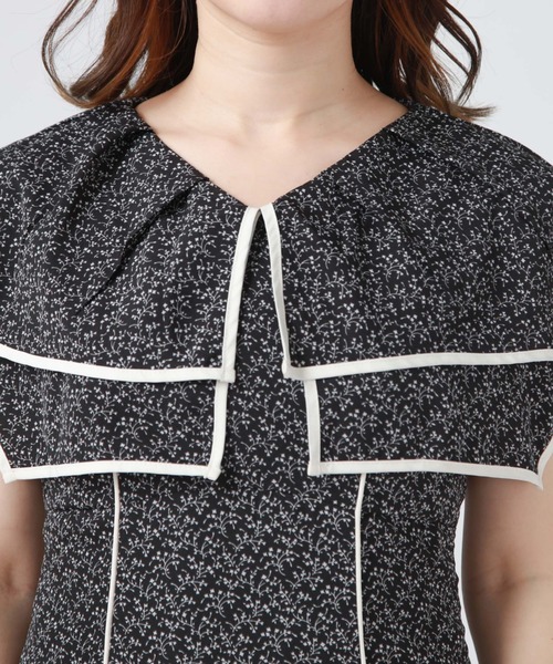 archives（アルシーヴ）の「花柄パイピングＢｉｇカラーワンピース（ワンピース・レディース・ブルー/ブラック/ベージュ・MEDIUM）」の18枚目の写真