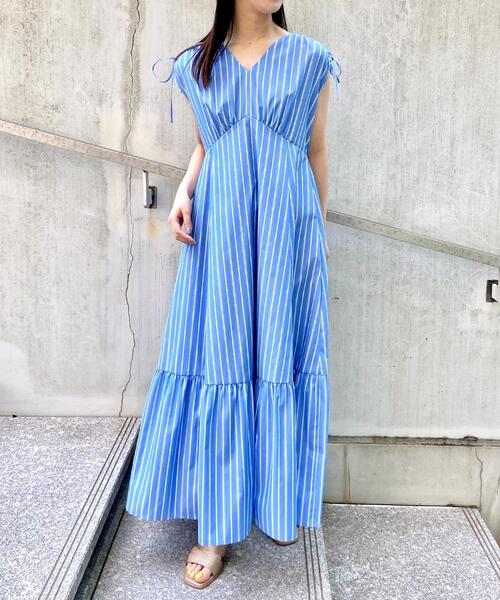 OPAQUE.CLIP(オペークドットクリップ)の「◆ストライプロングワンピース【洗える/イージーケア】(ワンピース・レディース・ライトオレンジ系1/ブルー系2・36/38/40)」の9枚目の写真