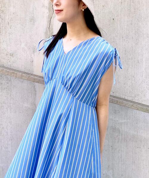 OPAQUE.CLIP(オペークドットクリップ)の「◆ストライプロングワンピース【洗える/イージーケア】(ワンピース・レディース・ライトオレンジ系1/ブルー系2・36/38/40)」の10枚目の写真