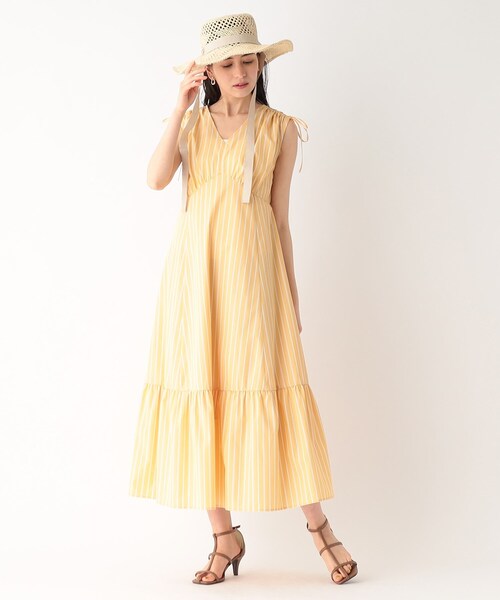 OPAQUE.CLIP(オペークドットクリップ)の「◆ストライプロングワンピース【洗える/イージーケア】(ワンピース・レディース・ライトオレンジ系1/ブルー系2・36/38/40)」の11枚目の写真