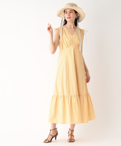 OPAQUE.CLIP(オペークドットクリップ)の「◆ストライプロングワンピース【洗える/イージーケア】(ワンピース・レディース・ライトオレンジ系1/ブルー系2・36/38/40)」の12枚目の写真