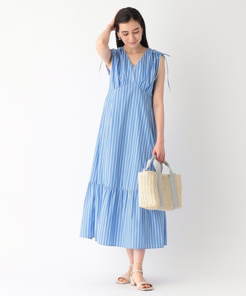 OPAQUE.CLIP(オペークドットクリップ)の「◆ストライプロングワンピース【洗える/イージーケア】(ワンピース・レディース・ライトオレンジ系1/ブルー系2・36/38/40)」の22枚目の写真