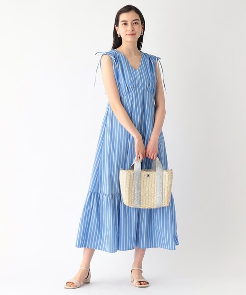 OPAQUE.CLIP(オペークドットクリップ)の「◆ストライプロングワンピース【洗える/イージーケア】(ワンピース・レディース・ライトオレンジ系1/ブルー系2・36/38/40)」の21枚目の写真