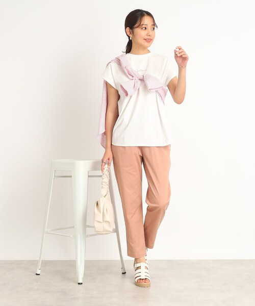 DRESKIP(ドレスキップ)の「◆【遊び心あるバックデザイン】フレンチスリ-ブTシャツ(Tシャツ/カットソー・レディース・オフホワイト/ライトグリーン/グレー系その他/ベビーピンク・03/02)」の5枚目の写真