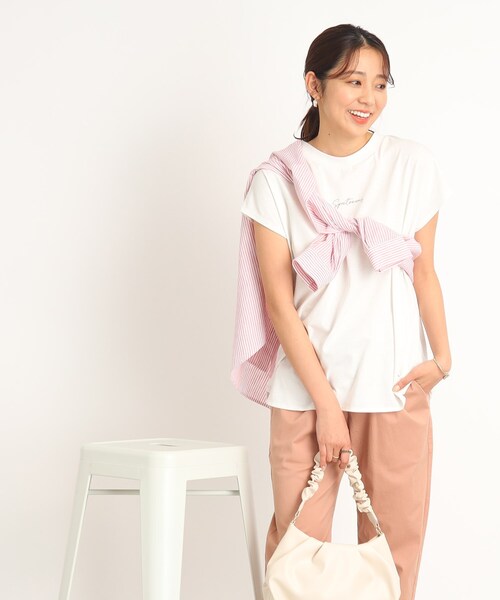 DRESKIP(ドレスキップ)の「◆【遊び心あるバックデザイン】フレンチスリ-ブTシャツ(Tシャツ/カットソー・レディース・オフホワイト/ライトグリーン/グレー系その他/ベビーピンク・03/02)」の19枚目の写真