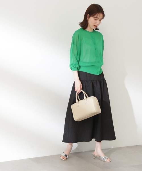 N.（N. Natural Beauty Basic）（エヌエヌナチュラルビューティーベーシック）の「◆ふくれジャガードティアードスカート（スカート・レディース・ブラック/オフホワイト・MEDIUM）」の8枚目の写真