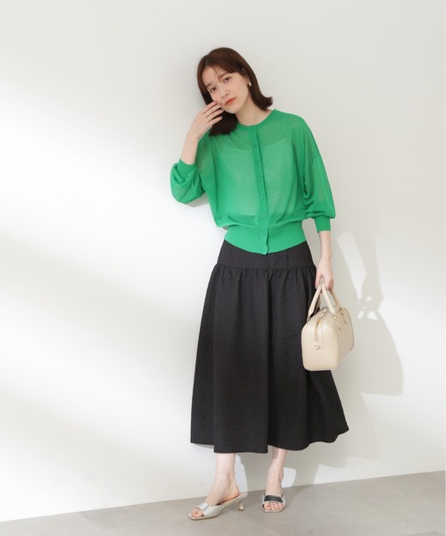 N.（N. Natural Beauty Basic）（エヌエヌナチュラルビューティーベーシック）の「◆ふくれジャガードティアードスカート（スカート・レディース・ブラック/オフホワイト・MEDIUM）」の7枚目の写真