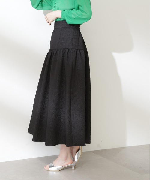 N.（N. Natural Beauty Basic）（エヌエヌナチュラルビューティーベーシック）の「◆ふくれジャガードティアードスカート（スカート・レディース・ブラック/オフホワイト・MEDIUM）」の15枚目の写真