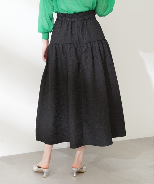 N.（N. Natural Beauty Basic）（エヌエヌナチュラルビューティーベーシック）の「◆ふくれジャガードティアードスカート（スカート・レディース・ブラック/オフホワイト・MEDIUM）」の13枚目の写真
