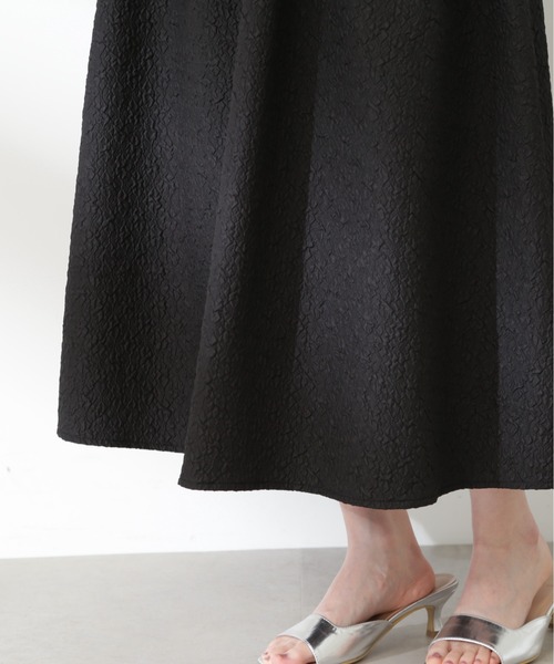 N.（N. Natural Beauty Basic）（エヌエヌナチュラルビューティーベーシック）の「◆ふくれジャガードティアードスカート（スカート・レディース・ブラック/オフホワイト・MEDIUM）」の6枚目の写真