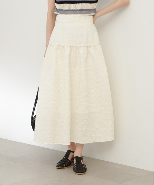 N.（N. Natural Beauty Basic）（エヌエヌナチュラルビューティーベーシック）の「◆ふくれジャガードティアードスカート（スカート・レディース・ブラック/オフホワイト・MEDIUM）」の10枚目の写真