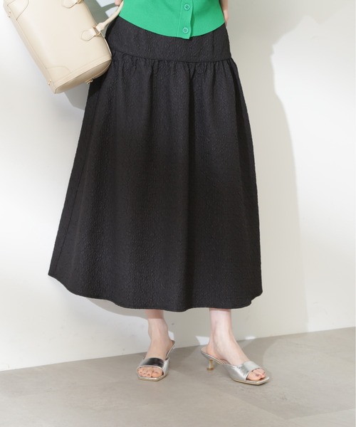 N.（N. Natural Beauty Basic）（エヌエヌナチュラルビューティーベーシック）の「◆ふくれジャガードティアードスカート（スカート・レディース・ブラック/オフホワイト・MEDIUM）」の5枚目の写真