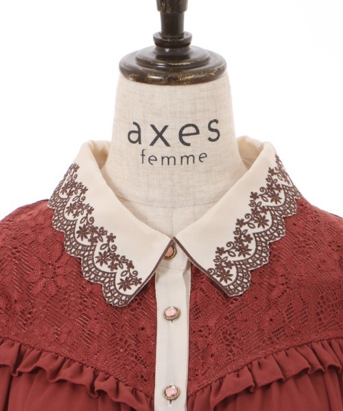 axes femme(アクシーズファム)の「襟刺繍バイカラーチュニック(チュニック・レディース・レッド/ブルー/キナリ・FREE)」の20枚目の写真