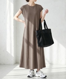 フレンチスリーブワンピース フレア ロングワンピース フレンチスリーブ ロング ワンピース シボ 夏ワンピース リゾート 夏服