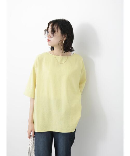 Samansa Mos2 blue（サマンサモスモスブルー）の「◎リネンタッチワイドブラウス（シャツ/ブラウス・レディース・チャコールグレー/イエロー/ベージュ・F）」の3枚目の写真