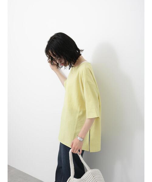 Samansa Mos2 blue（サマンサモスモスブルー）の「◎リネンタッチワイドブラウス（シャツ/ブラウス・レディース・チャコールグレー/イエロー/ベージュ・F）」の7枚目の写真