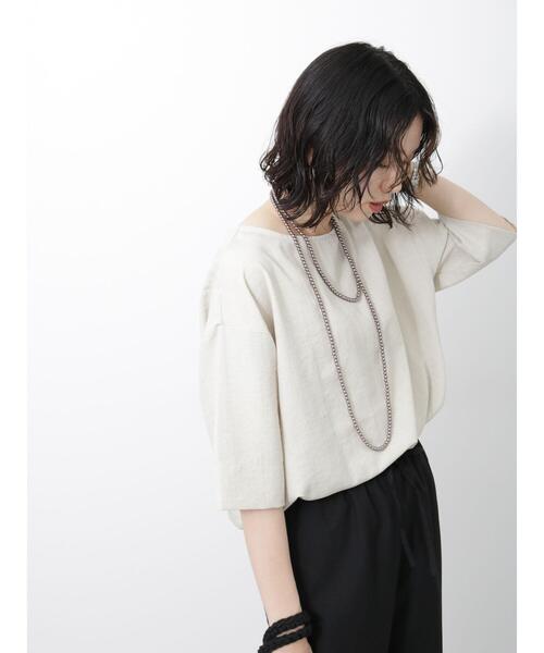 Samansa Mos2 blue（サマンサモスモスブルー）の「◎リネンタッチワイドブラウス（シャツ/ブラウス・レディース・チャコールグレー/イエロー/ベージュ・F）」の9枚目の写真