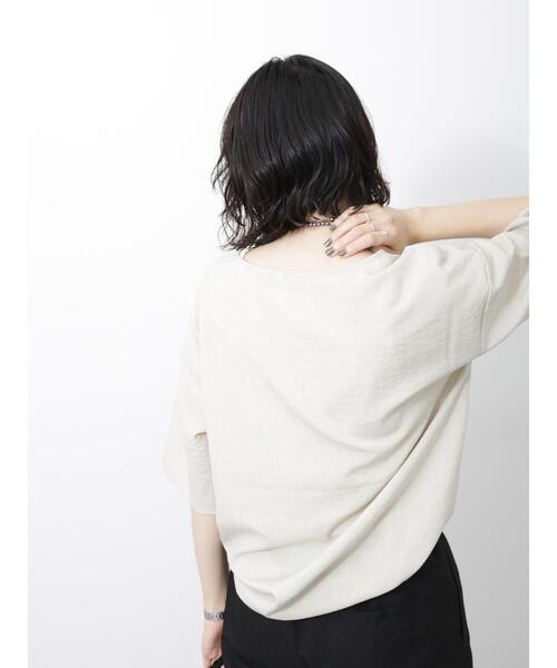 Samansa Mos2 blue（サマンサモスモスブルー）の「◎リネンタッチワイドブラウス（シャツ/ブラウス・レディース・チャコールグレー/イエロー/ベージュ・F）」の10枚目の写真