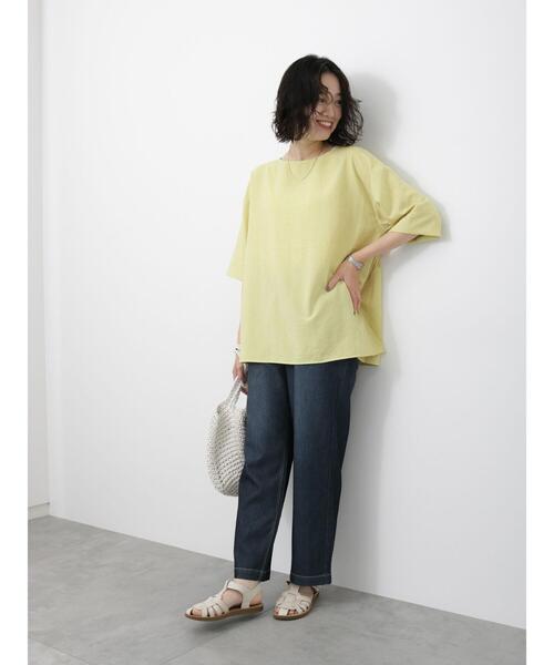 Samansa Mos2 blue（サマンサモスモスブルー）の「◎リネンタッチワイドブラウス（シャツ/ブラウス・レディース・チャコールグレー/イエロー/ベージュ・F）」の12枚目の写真