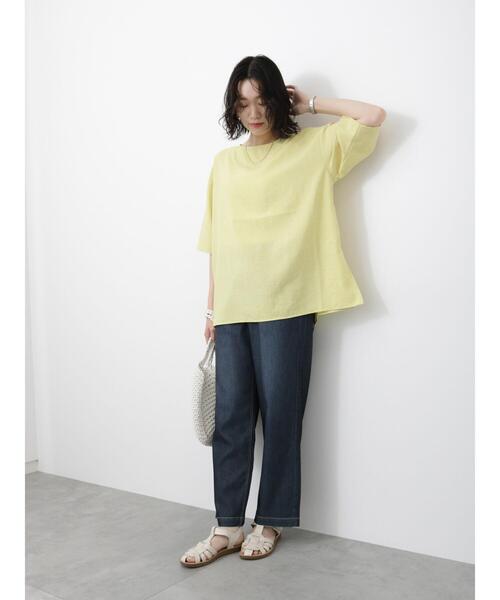 Samansa Mos2 blue（サマンサモスモスブルー）の「◎リネンタッチワイドブラウス（シャツ/ブラウス・レディース・チャコールグレー/イエロー/ベージュ・F）」の13枚目の写真