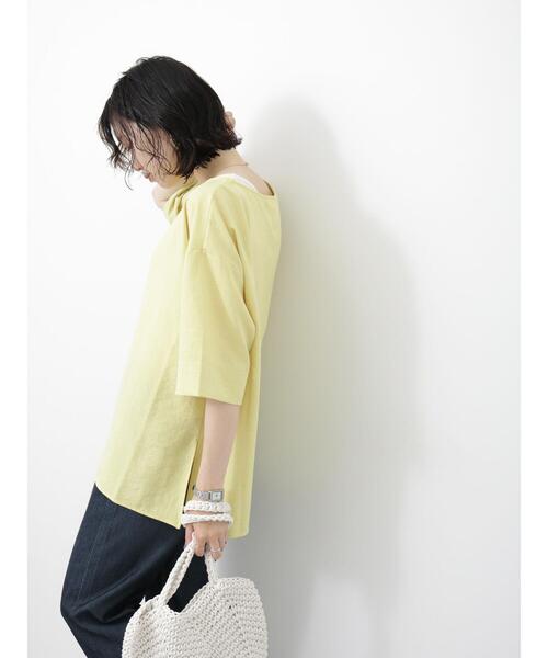 Samansa Mos2 blue（サマンサモスモスブルー）の「◎リネンタッチワイドブラウス（シャツ/ブラウス・レディース・チャコールグレー/イエロー/ベージュ・F）」の16枚目の写真