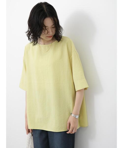 Samansa Mos2 blue（サマンサモスモスブルー）の「◎リネンタッチワイドブラウス（シャツ/ブラウス・レディース・チャコールグレー/イエロー/ベージュ・F）」の19枚目の写真